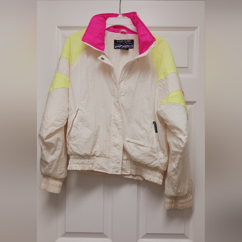Vintage 1990s Neon pink and cream White Sierra zip up jacket size Small